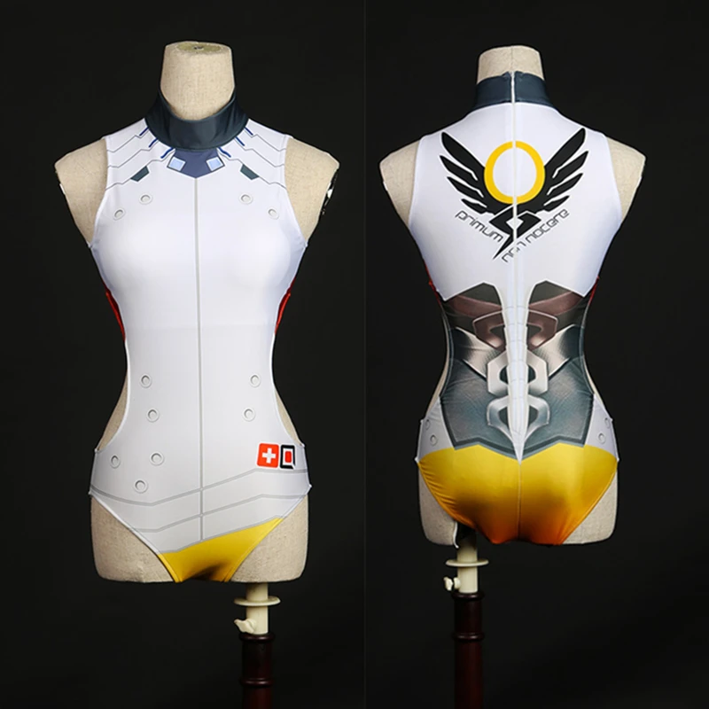 

OW Game Angela Ziegler Swimsuit Cosplay Costume ow One-pieces Spandex Mercy Bathing Suit