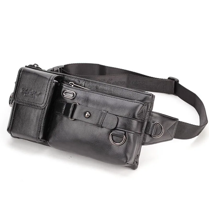 

Genuine Leather Men Waist Chest Bags Pouch Shoulder Cross Body Bum Bags High Quality Real Cowhide Male Hip Fanny Belt Pack