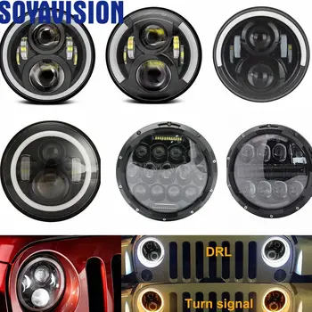 

New Products 90W 80W 50W 7 Inch LED Headlight Headlamp DRL Halo Angle Eyes Led Projector Headlamp 12V For Jeep Wrangler TJ JK