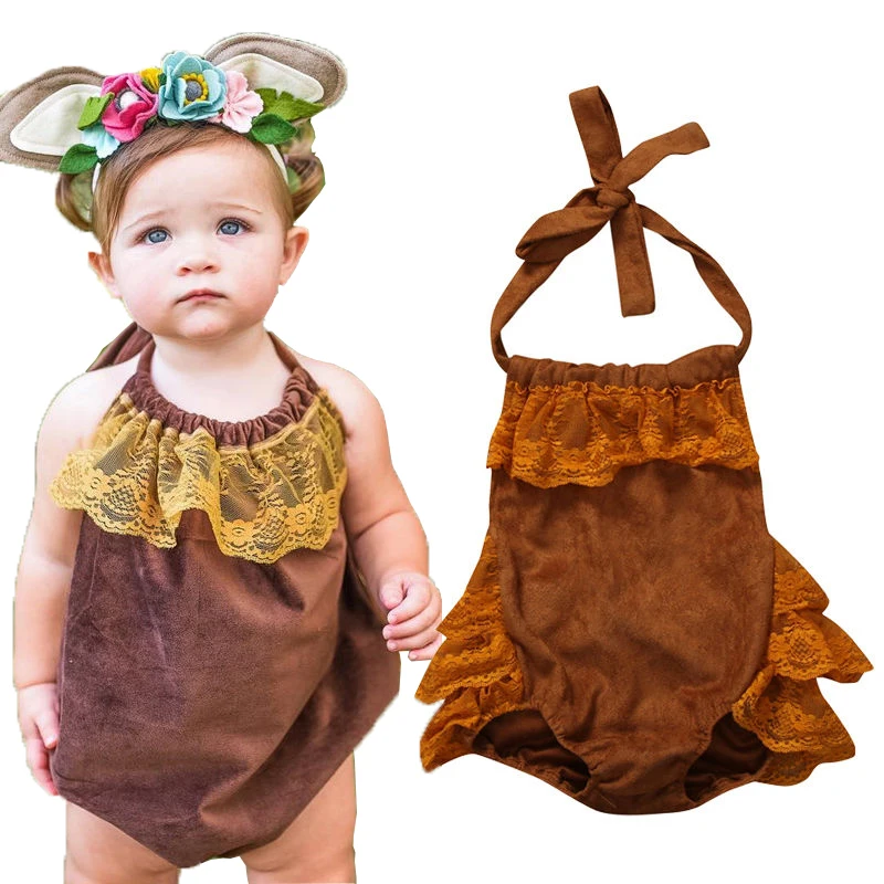 Cute Newborn Baby Girls Layered Lace Bodysuits Toddler Babies Girl