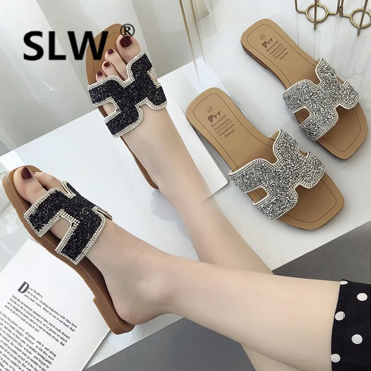 

Flat Fabric Fashion allmatch Slides Beach slipper beach flip flops summer outdoor women modis slides Cotton outside woman