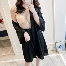 Кружево для отделки, пикантное Женское ночное белье из 2 предметов, Весенние Новые халаты для невесты, атласные шарфы, халат кимоно, банное платье m-xl