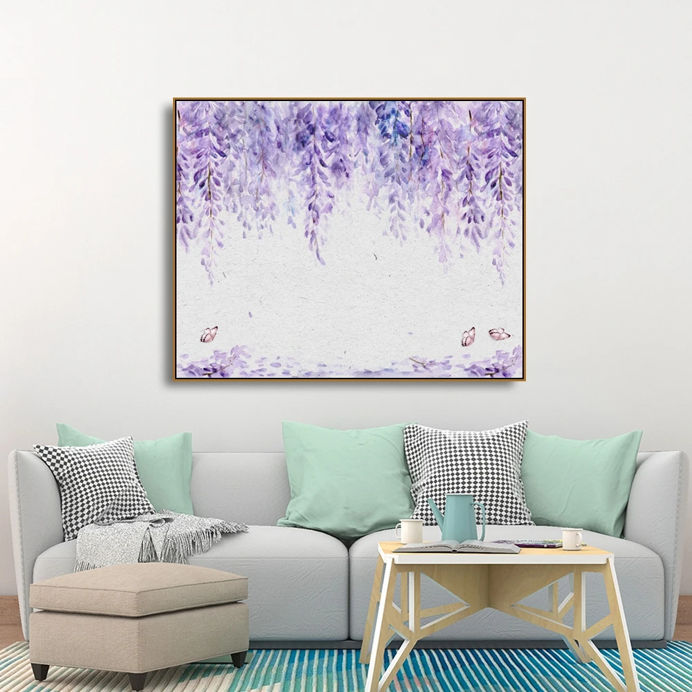

Purple flowers Nordic Prints Canvas Painting Calligraphy Home Decoration Wall Art Posters Pictures For Living Room Bedroom