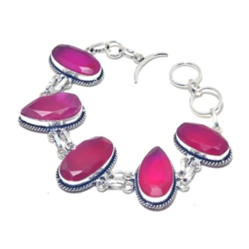 

Rubys Bracelet Silver Overlay over Copper, 18.5cm , B3806