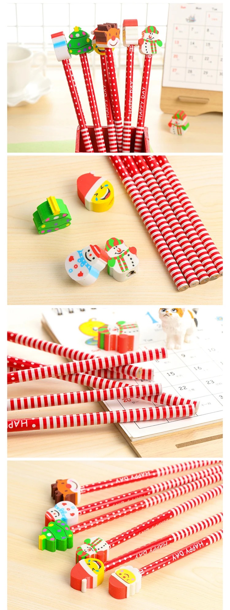 6 шт./партия, милые Мультяшные деревянные карандаши с рождественским дизайном, школьные офисные канцелярские подарки, деревянный карандаш для детей, студентов