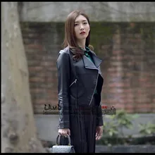 Горячая весна и осень новая звезда же стиль кожаная куртка женская прилив куртка мотоциклетная куртка для певицы для сцены костюмы одежда