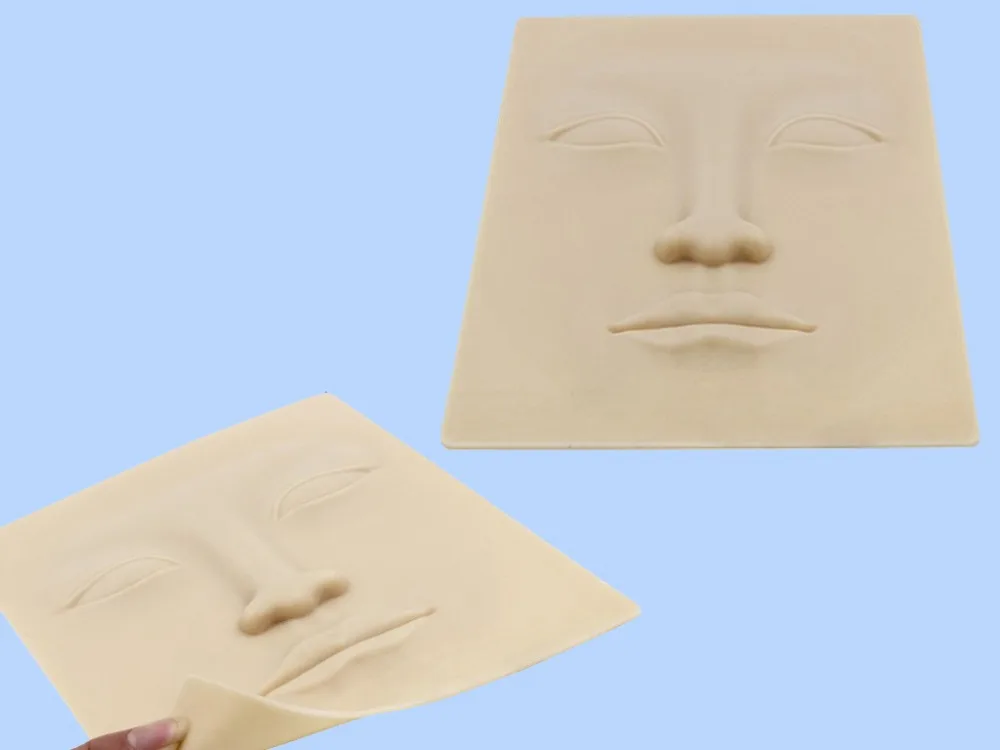 2pcs Realistic Tattoo Practice Skins 4D Face Tattoo Practice Skin Fits For Eyes Brows Practise Makeup