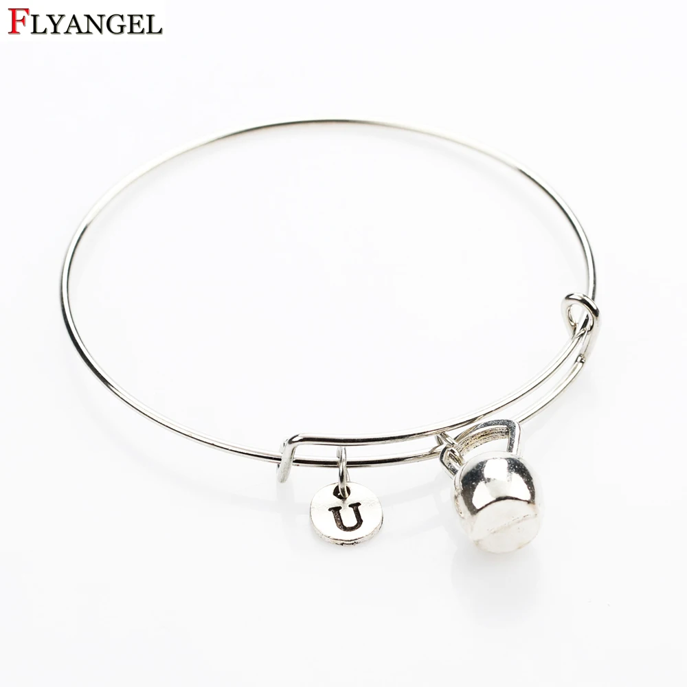 Silver Bracelet Jewelry Kettleball Pendant Bracelet for Women Men Charm