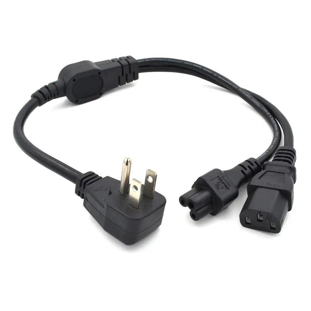 

High quality 2 in 1 Multi function Power Cord USA US flat plug to IEC 320 C5 C13 Power cord 0.6m,1 pcs
