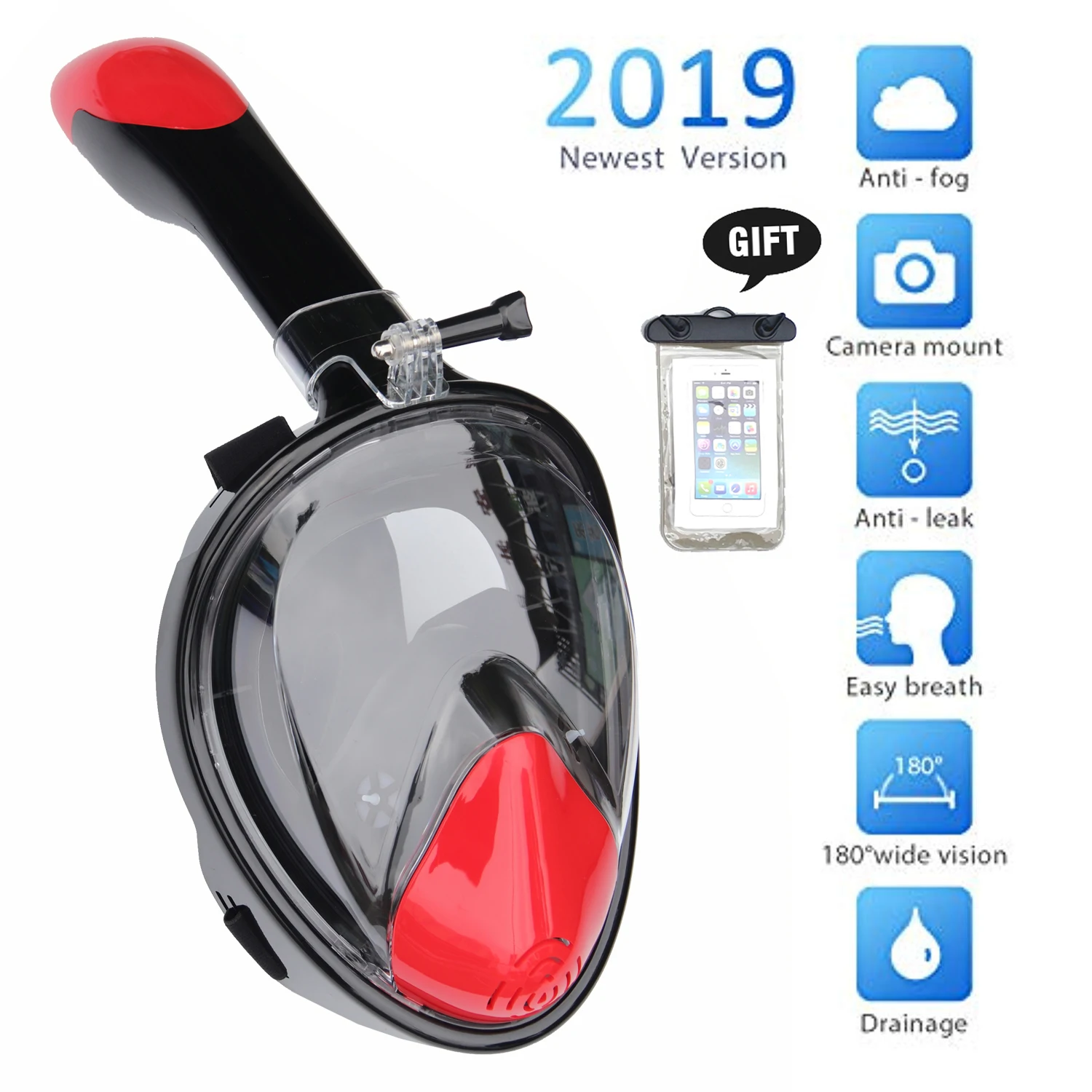 

Snorkeling Mask Set Full Face Diving Mask Anti-Fog Free Breathing 180 Panoramic Wide View Scuba Swmiming Mask