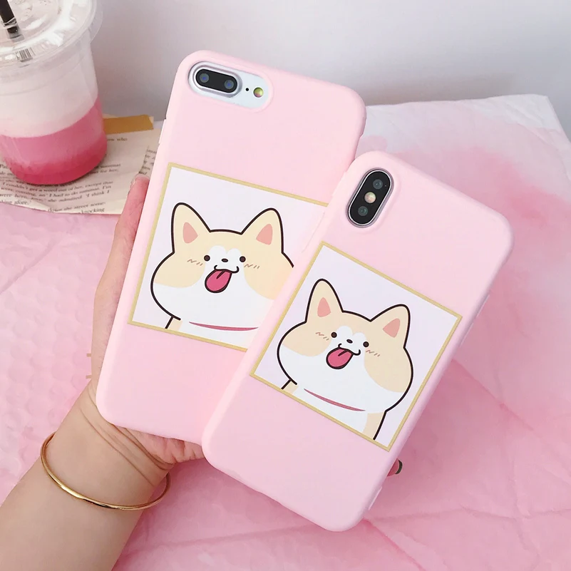 

Cute Corgi Pet Cover For iphone 6 6s plus 7 7P 8 8P X Soft Mobile Phone Case Lovely Capa Shell Soft Silicon For iPhone8 Cases