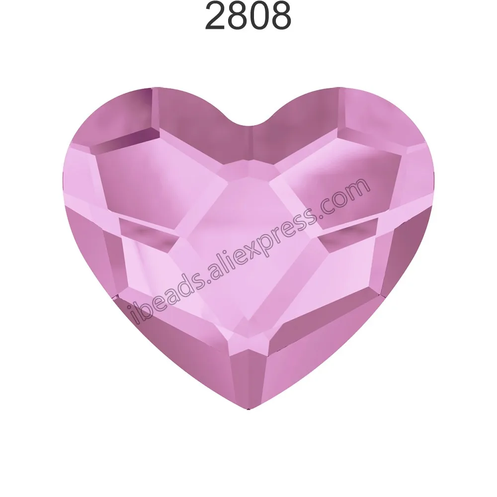 1 шт.) оригинальные кристаллы от Swarovski 2808 сердце с плоской задней частью без горячей фиксации Стразы для женщин украшения для ногтей - Цвет: Rosaline 508 F