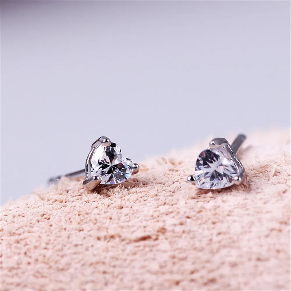 

1 Pair Silver Round Rhinestone Stud Earrings For Women Zircon Ear Piercing Studs Silver Jewelry Women Girl Gift