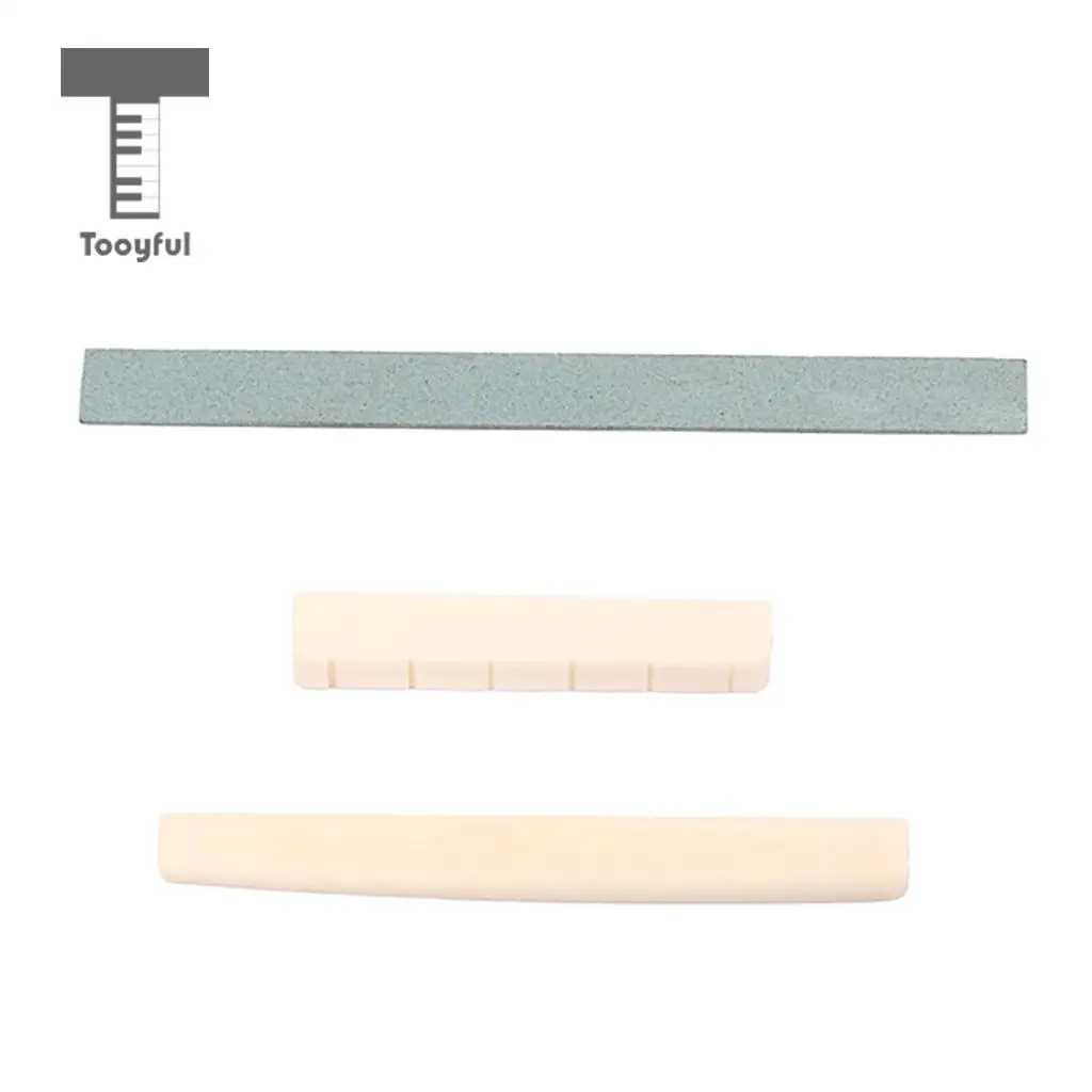 Tooyful 1 Set Natural Bone Saddle Nut&Guitar Sander Sanding Polish for Classical Guitar Parts