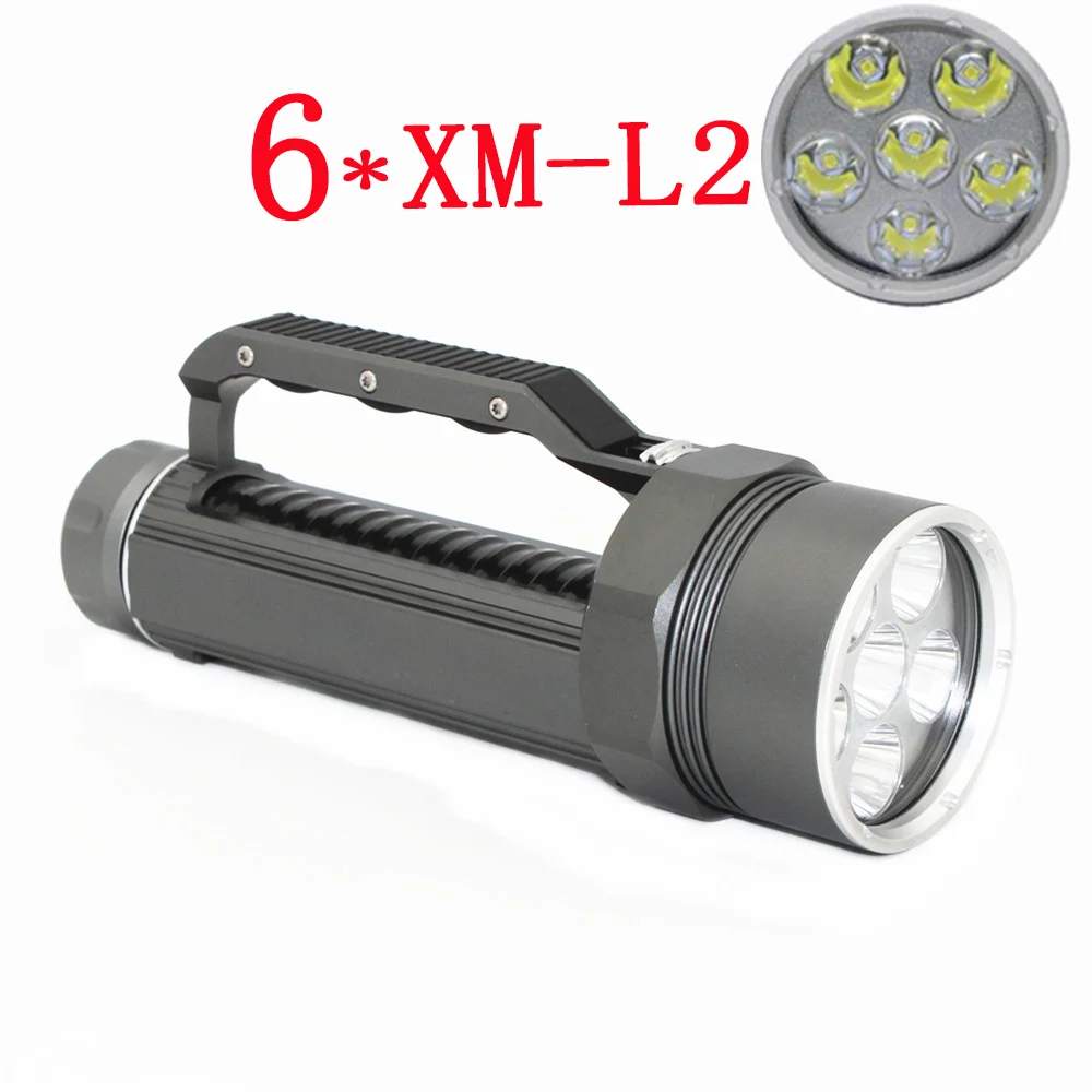 

Powerful 6* XM-L2 Tactical LED Diving Flashlight Waterproof Dive Light Underwater 6000 Lumen 26650 Torch Lamp Lanterna