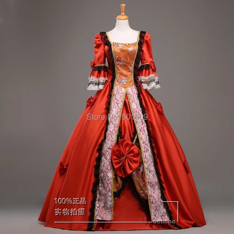 

red Medieval Renaissance lace Gown queen Dress stage costume Victorian Gothic/Marie Antoinette/civil war/Colonial Belle Ball