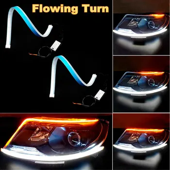 

DC12V Car RGB LED Light Stripe Headlight Flowing Turning Signal Light with Remote Control Flexible Ribbon 30CM/45CM/60CM