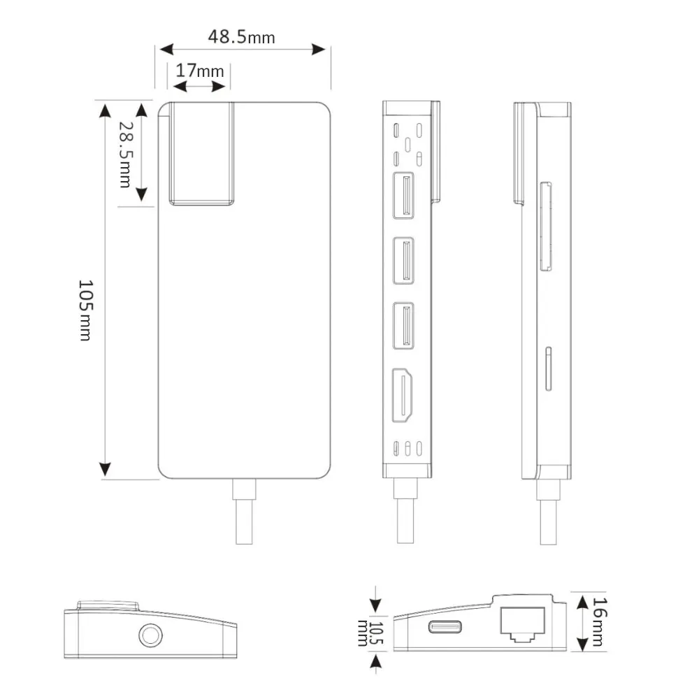 Usb-хаб USB C к HDMI RJ45 Gigabit Ethernet Thunderbolt 3 адаптер SD/TF кардридер USB3.0 концентратор мультиразветвитель для Macbook Pro