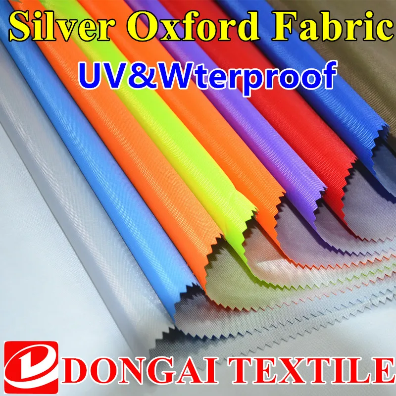 

size 1*1.5 meter width 300D uv silver oxford waterproof fabric for sun shade, beach umbrella Oxford cloth