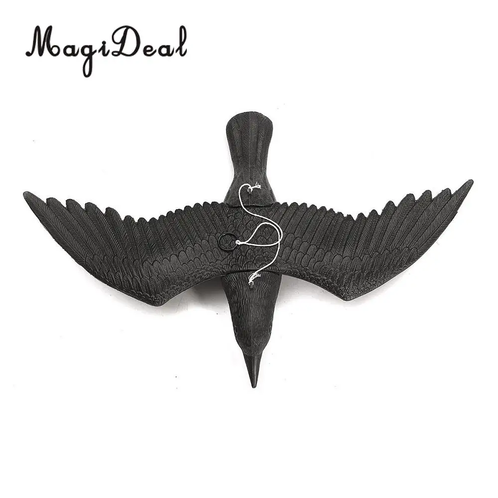 MagiDeal Heavy Duty Realistic Flying Hunting Crow Decoy Pest Control Garden Scarer Scarecrow for Home Window Field Shooting Acce