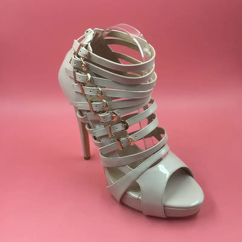 Gladiador 2017 Alto Desnudo Plataforma Diseñador Las Mujeres Con Tacón Cuero Peep Zapatos Lujo Nude Patente Mujer Toe Sandalias De Para UgURwz