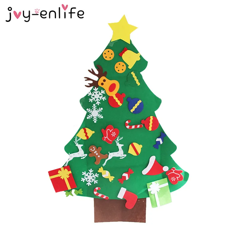DIY войлочная Рождественская елка, новогодние подарки, детские игрушки, искусственное дерево, настенные подвесные украшения,, Рождественское украшение для дома