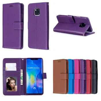 

10pcs/lot Wallet PU Leather Case For Huawei Mate20 Lite Mate 20 P30 Pro Lychee Grain Flip Protector Phone Cover