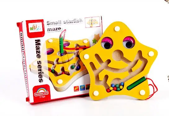 Exempt postage Magnetic pen small starfish maze wooden toy parent-child child puzzle