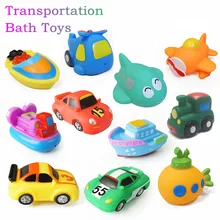 1pc Promotion Bath Toys Swimming Pool Baby Toys Kids Water Spray Colorful Car Boat Soft Rubber Toys for Boys Girls Safe Material