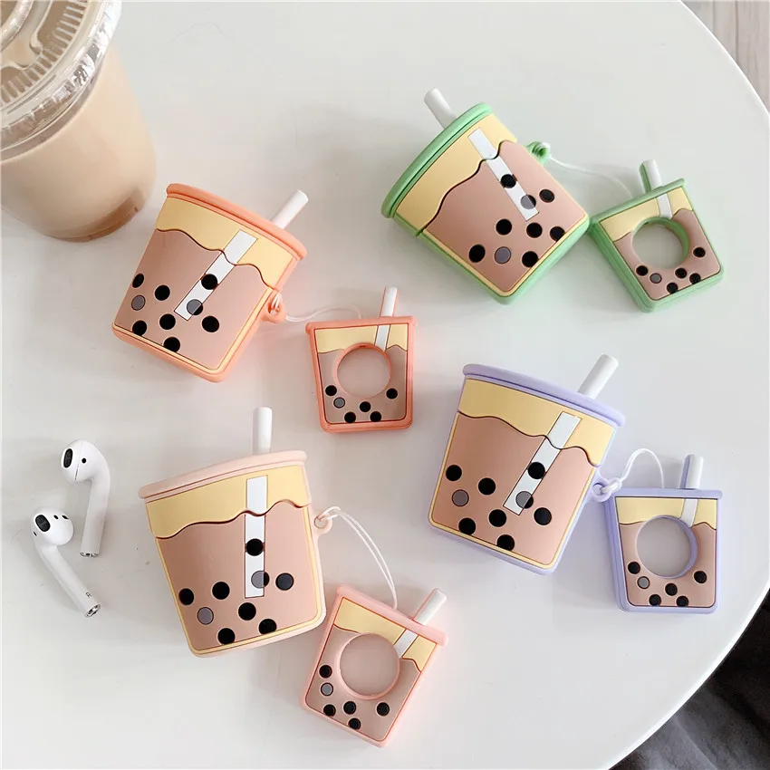 

Kawaii Cartoon Protective Case For AirPods Pearl Milk Tea Shell Cases Cover Silicone Bluetooth Earphone Case For Apple Airpods