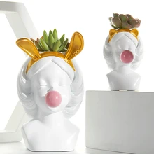 Ваза из смолы, милый цветочный горшок для девочек, жевательная резинка в скандинавском стиле, украшение стола, художественное украшение