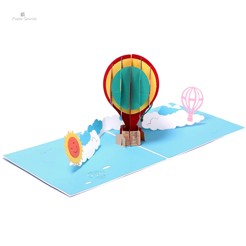  PAPER SPIRITZ hot air balloon laser cut 3D paper pop up card with blank envelope invitations greeti - 32891641121