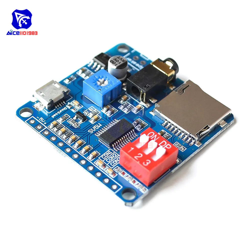 

diymore 5W Voice Playback Module Board MP3 Music Player SD/TF Card Integrated I/O Trigger UART Protocol Control for Arduino