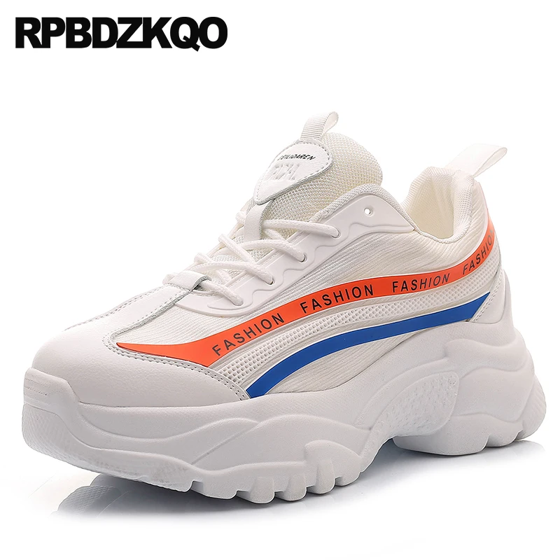 

mesh striped creepers elevator sneakers 5 thick sole flats trainers muffin white women designer shoes china platform walking