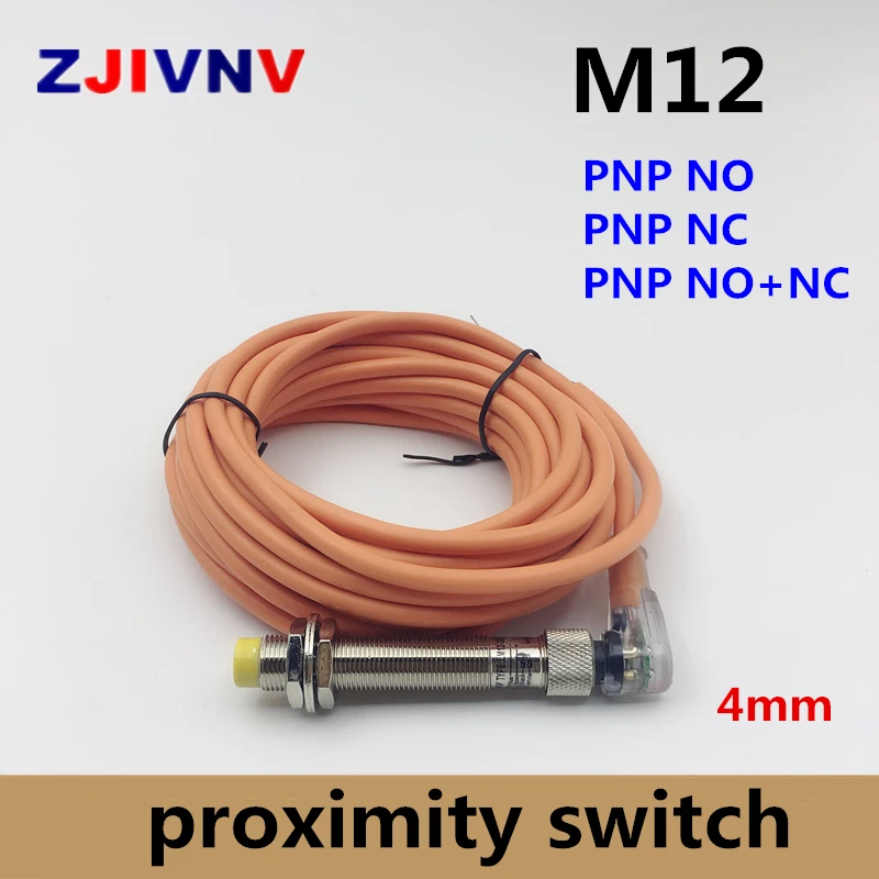 

M12 PNP NO NC normally open and normally close connect type proximity switch inductive sensor DC 3/4 wires non-flush type 4mm