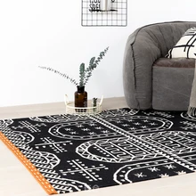 Шерсть ковер килим геометрический Богемия индийский черный белый плед полосатый современный дизайн в скандинавском стиле