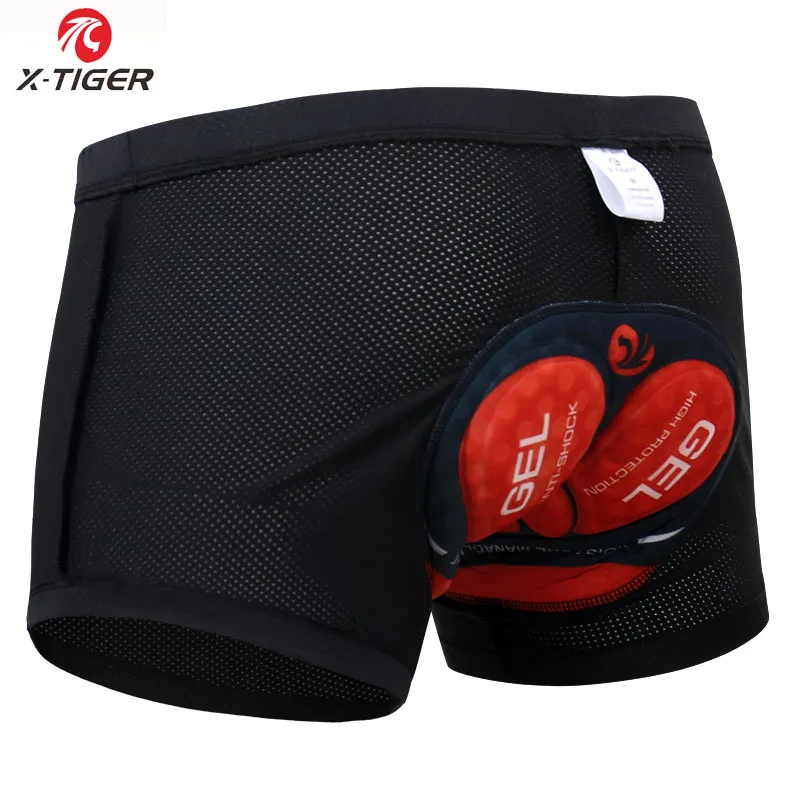 

X-Tiger Men' Cycling Shorts Pro 5D Padded Gel Shockproof Black Bike Underpant Black Bicycle Cycling Underwear Cycling Shorts