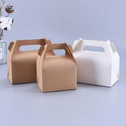 Белая/Коричневая Картонная коробка с ручкой 30 шт. фотобумажная для упаковки