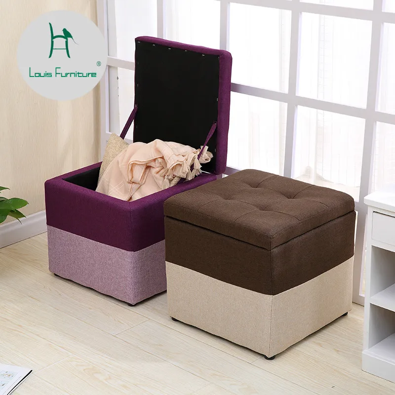 

Louis Fashion Stools Ottomans Fabric Storage Shoe Replacement Living Room Creative Short Pier