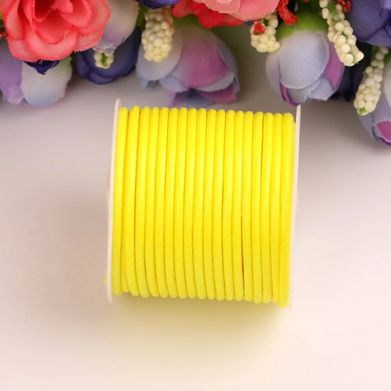DIY Wax Line Round Teabag Waxed Cotton Hand Made 2mm Necklace Rope Hand Knitting Cord 1 Roll String Beading Thread - Цвет: yellow
