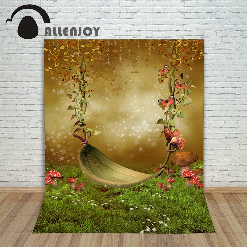 

Allenjoy Vinyl photo studio Background Hammock in Wonderland fantasy butterfly backdrop picture children's photocall