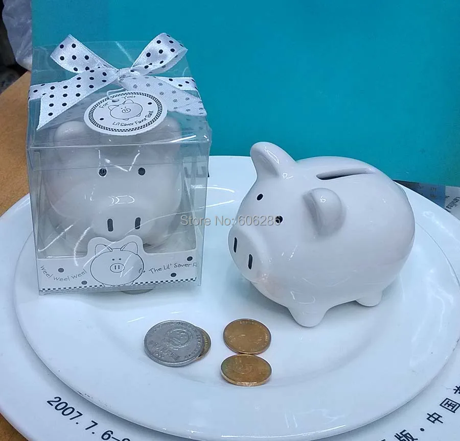 30pcs/lot Christening Baptism Gifts Ceramic Mini Piggy Bank Coin Box