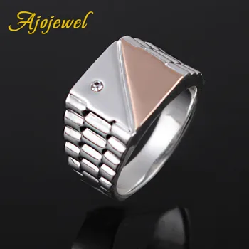 

Size 8-10 New Design Rose Gold & Silver Color Square Men Ring High Quality Cool Style Male Jewelry