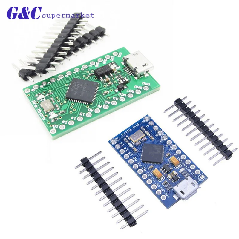

Pro Micro ATmega32U4 5V 16MHz Replace ATmega328 For Arduino Pro Mini With 2 Row Pin Header For Leonardo Mini Usb Interface