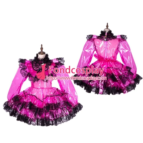 

Clear PVC Sissy maid lockable dress TPU Uniform Tailor-made[G1764]