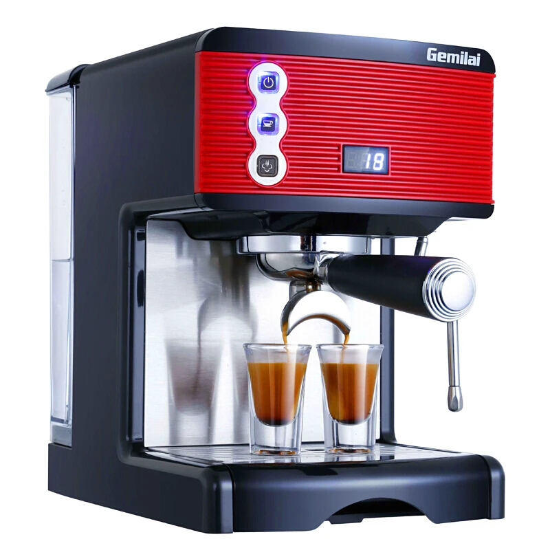 

Espresso Coffee Maker Semi-automatic Italian Coffee Maker Double Cup Horn Coffee Machine 15Bar Pump Pressure Steam Milk Frother