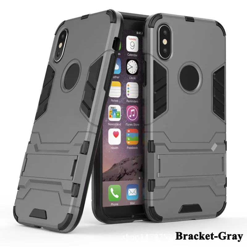 Bracket Gray Противоударный чехол для iPhone XS 11 Pro Max X XR 8 Plus 7 6s 6 5 5S SE, чехол с 3D кольцом Железного человека, бронированный держатель, чехол для телефона - Цвет: Bracket Gray