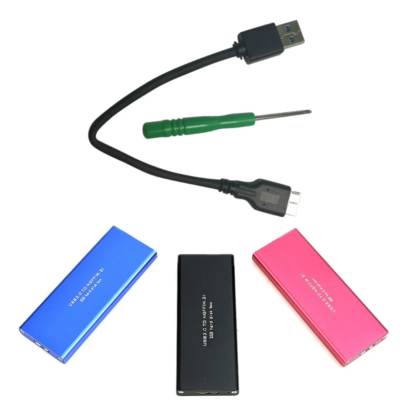 

P Hot USB 3.0 to M.2 NGFF B Key SSD Adapter Card External Enclosure Case Cover Box