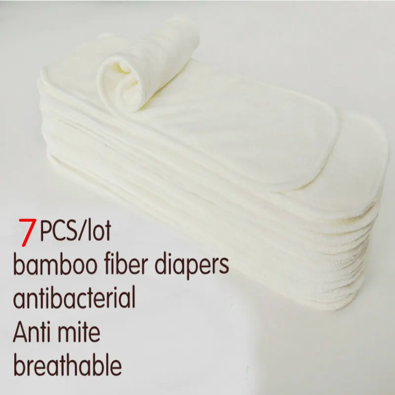 7Pcs/lot 4Layers bamboo fiber Insert Reusable Washable Breathable