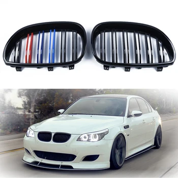 

2pcs Gloss/Matte Black Car Front Sport Grill Kidney Grilles Grill For BMW 5 Series M5 E60 E61 2003 2004 2005 2006 2007 2008 2009